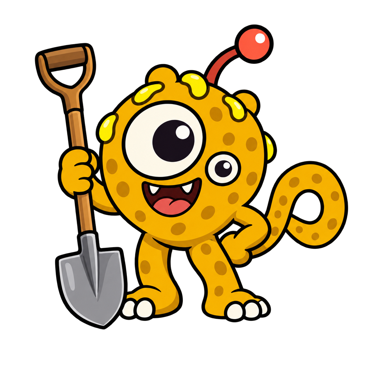 The Loop Monster with a shovel, ready to get to work